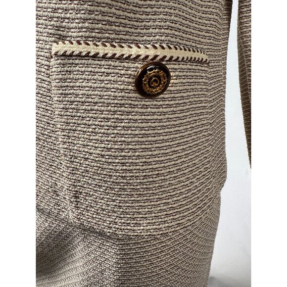St. John Collection By Marie Gold Beige Textured Knit Skirt Suit Set Size 4 With - Picture 7 of 16